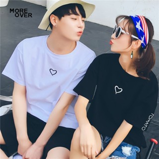 Plus Size Tshirt Love Heart Embroidery Letter Cotton Tshirts Korean Top Couples T-shirt Simple O-neck Casual Tops O_02