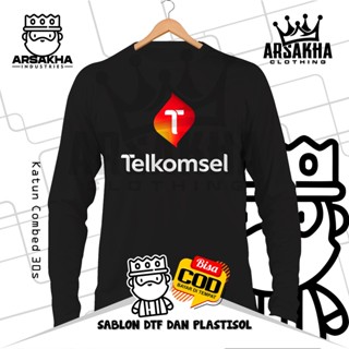 Telkomsel เสื้อยืดแขนยาว ผ้าฝ้าย ลายโลโก้ V2 Distro Combed 30S - Arsakha