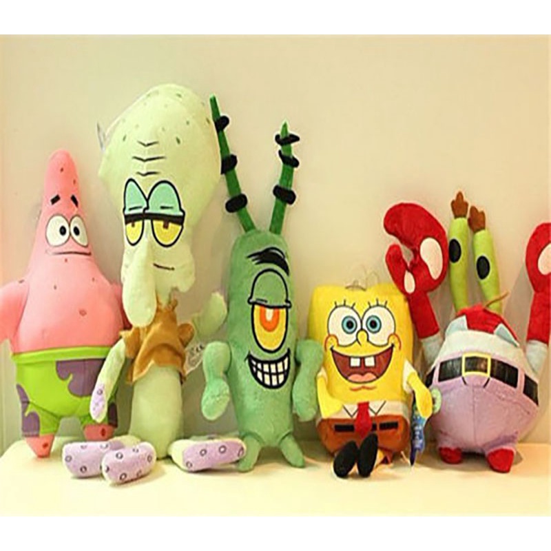 Cute 6pcs SpongeBob SquarePants Patrick Star Squidward Tentacles Plush Toys Kids Gift