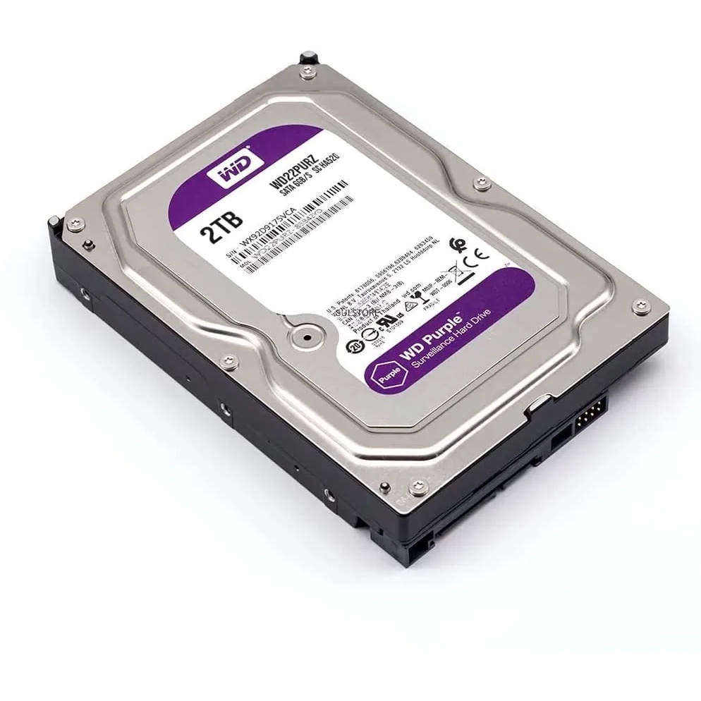 2 TB HDD (ฮาร์ดดิสก์กล้องวงจรปิด) WD PURPLE 5400RPM SATA3 (WD22PURZ) รับประกัน 3 - Y