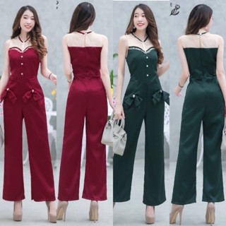 hbstation.shop เสื้อผ้าแฟชั่น Jumpsuit สีแดง เขียว พร้อมส่ง