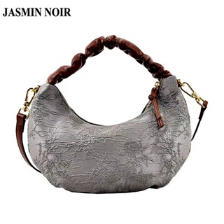 Jasmin NOIR กระเป๋าถือ กระเป๋าสะพายไหล่ ผ้าโพลีเอสเตอร์ ลายดวงจันทร์ เรียบง่าย สําหรับสตรี