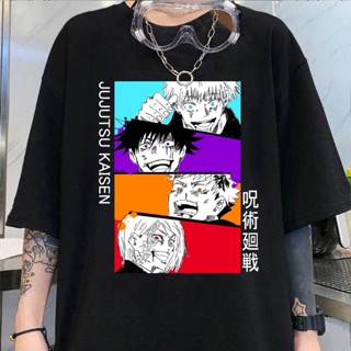 2023 เสื้อยืดแขนสั้นลําลอง พิมพ์ลายการ์ตูนอนิเมะ Jujutsu Kaisen สไตล์ฮาราจูกุ สตรีท สําหรับผู้ชาย และผู้หญิง_05