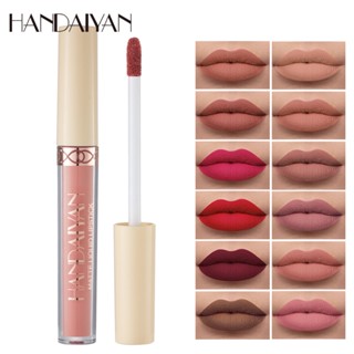 HANDAIYAN 12 Colors Matte Rose Lip Gloss Velvet Fog Surface Non-Stick Cup Non-fading Waterproof Sweatproof Long-lasting Lip Makeup TALLER