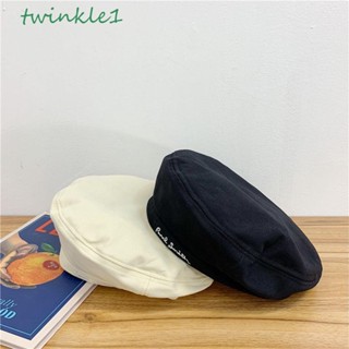 Twinkle1 หมวกเบเร่ต์ ผ้าฝ้าย สีพื้น สไตล์วินเทจ แฟชั่นฤดูใบไม้ร่วง ฤดูหนาว สําหรับผู้หญิง