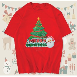 เสื้อยืดผ้าฝ้าย 2023 มาใหม่ เสื้อคริสต์มาส Merry Christmas ผ้า COTTON 100% สีแดง สีเขียว