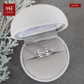 MT แหวนเงินแท้  รูปโบว์ BOW งานรมดำ ไซส์: 50 Solid 925 Sterling Silver Ring (sr656) MT Jewelry มณีธารา