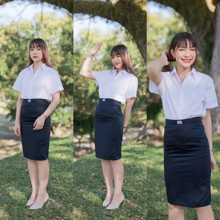 กระโปรงพิธีการ กระโปรงรับปริญญา สีกรมท่า(ผ้าเสริท) ยาว22-24-26 กระโปรงนักศึกษาสีกรม