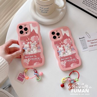 เคสโทรศัพท์มือถือหนังแกะ ลายกระต่าย สตรอเบอร์รี่ พร้อมจี้ สําหรับ Vivo Y20 Y20A Y20S Y20T Y20i Y11S Y12A Y12A Y50 Y30 Y70S Y70T Y51S Y50T Y52T Y33S 5G Y5S Y19