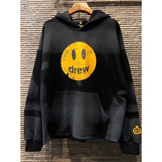 DREW HOUSE BY JUSTIN BIEBER SMILEY FACE MASCOT DECONSTRUCTED HOODIE FADED BLACK เสื้อฮู้ดดี้กันหนาวแขนยาว แบรนด์ดรูเฮาส์