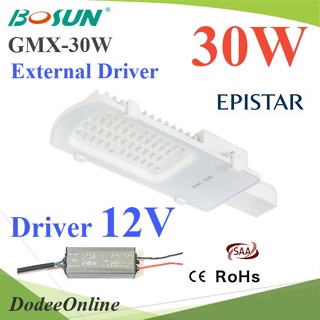 .30W LED โคมไฟถนน แบบอลูมิเนียมโปรไฟล์ แสงสีขาว 6500K ใช้ Driver ต่อภายนอกโคม 12V รุ่น Bosun-GMX-30W-12V DD