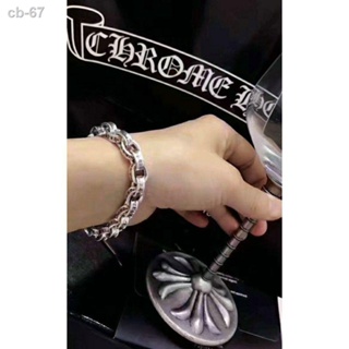 ✳☫┋△✥Chrome Hearts CHS925 สร้อยข้อมือเงินแท้ 925 ตัวผู้ อินเทรนด์ ป่า บุคลิกภาพ ย้อนยุค ยุโรป อเมริกัน สร้อยข้อมือตัวอัก