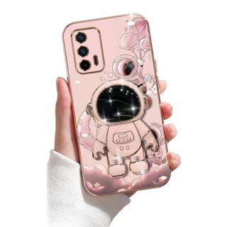 เคสโทรศัพท์มือถือ ขอบตรง ลายนักบินอวกาศ พร้อมขาตั้ง สําหรับ realme GT realme GT neo2 realme GT neo3 realme GT Master realme XT realme C31 realme C30s