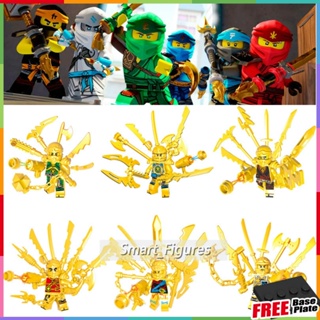 Golden Ninjago พร้อมอาวุธหลาย Lloyd Kai Jay Walker Nya Zane Robort เด็กประกอบของเล่นของขวัญ Phantom Ninja