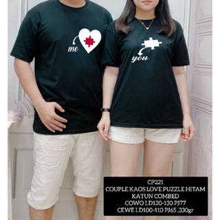 [S-5XL]ผ้าฝ้าย 100% Km-cp221 เสื้อยืด ผ้าฝ้าย พิมพ์ลาย LOVE PUZZLE COMBED