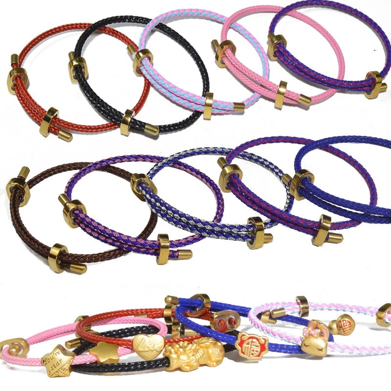สร้อยข้อมือเชือกลวดสเตนเลส 3 มม. ปรับขนาดได้ สีทอง