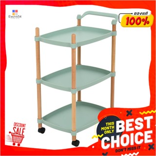 3-TIER ชั้นวางของ 3 ชั้น มีล้อ STACKO FOREST 47x31x80 ซม. สีเขียว3-TIER UTILITY CART STACKO FOREST 47X31X80CM GREEN