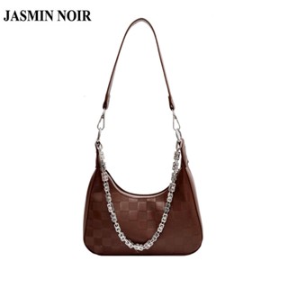 Jasmin NOIR กระเป๋าถือ กระเป๋าสะพายไหล่ ลายสก๊อต แต่งสายโซ่คล้อง แฟชั่นสําหรับสตรี