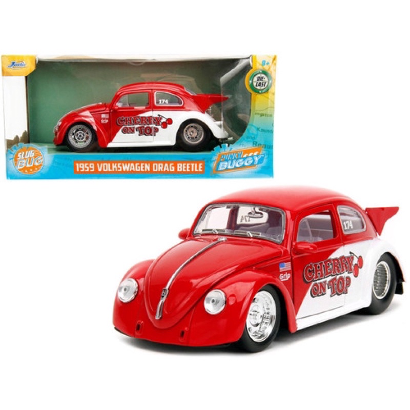 1959 Volkswagen Drag Beetle Cherry on Top Red and White Punch Buggy Series 1:24 scale #34230