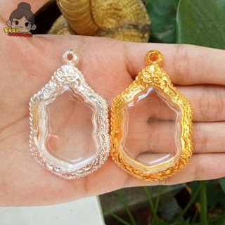 กรอบพระเงินผสม,กรอบพระชุบทองข้างเกลียว | ทรงเสมา | กว้าง2.6*สูง3.9cm(ขนาดจอกระจก)