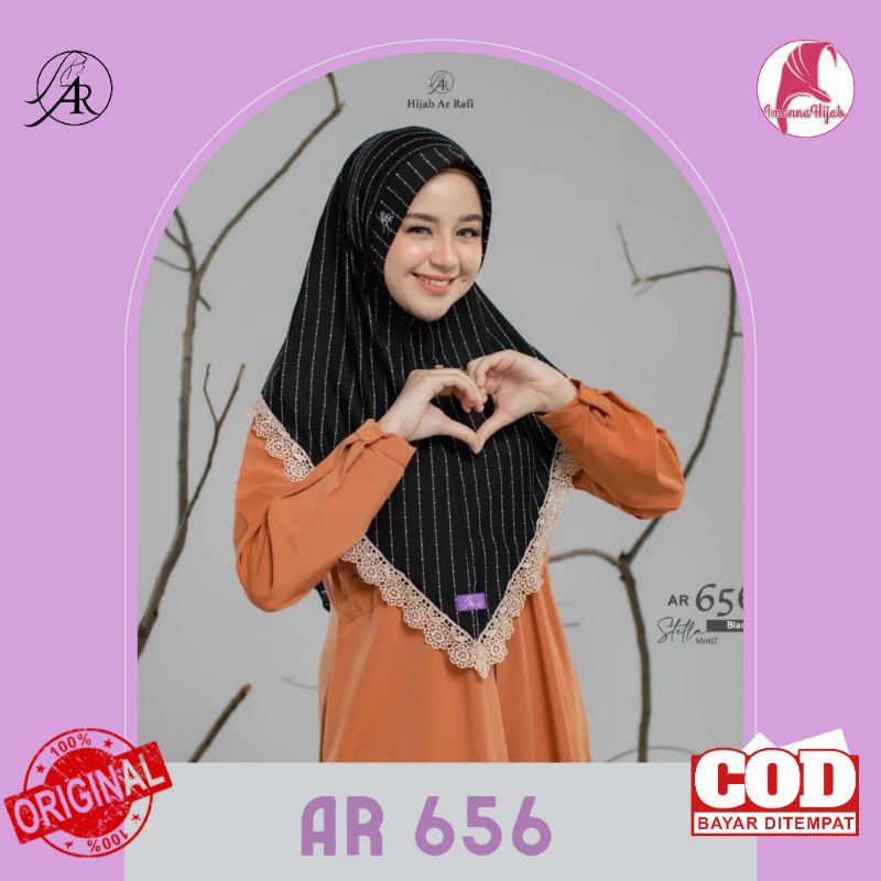 ฮิญาบของอาราฟี่ ✓ Simple Instant Hijab / Instant Bergo Hijab AR 651 lace variation striped motif ORI