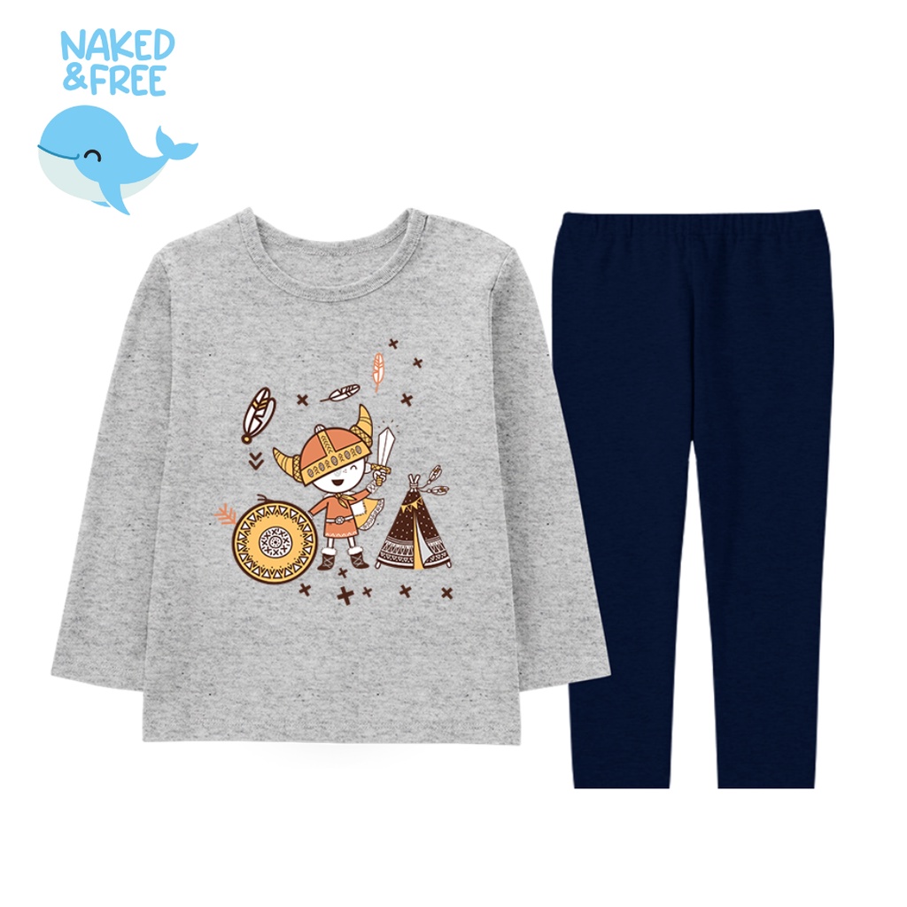 KATUN Naked & Free Viking ชุดนอนเด็กสําหรับ 2-8 ปีผ้าฝ้าย Combed 30S