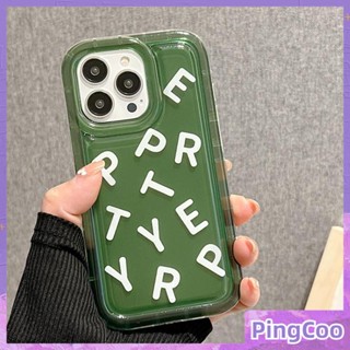 PingCoo - Case For iPhone 14 13 12 11 Plus Pro Max XR TPU Soft Jelly Airbag Clear Green Case Creative Letter Camera Protection Shockproof Back Cover