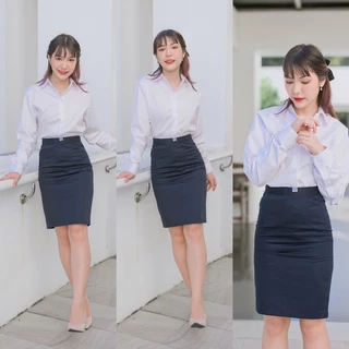 กระโปรงพิธีการ กระโปรงรับปริญญา สีกรมท่า(ผ้าเสริท) ยาว22-24-26 กระโปรงนักศึกษาสีกรม