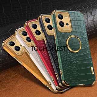 เคส Vivo V23 Pro เคส Vivo V25 Pro เคส Vivo V21 Case Vivo V21E Cover Vivo V20 Pro Casing Crocodile Pattern Soft Leather Ring Phone Case โทรศัพท์มือถือ แบบนิ่ม ลายหนังจระเข้ พร้อมแหวนขาตั้ง สําหรับ