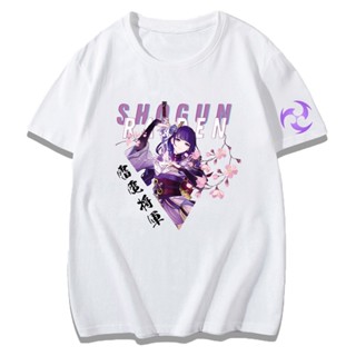 Popular Advice Genshin Impact Raiden Shogun Tshirt Women Summer Tees Female Plus Size White Shirt Short Sleeve Cott_03