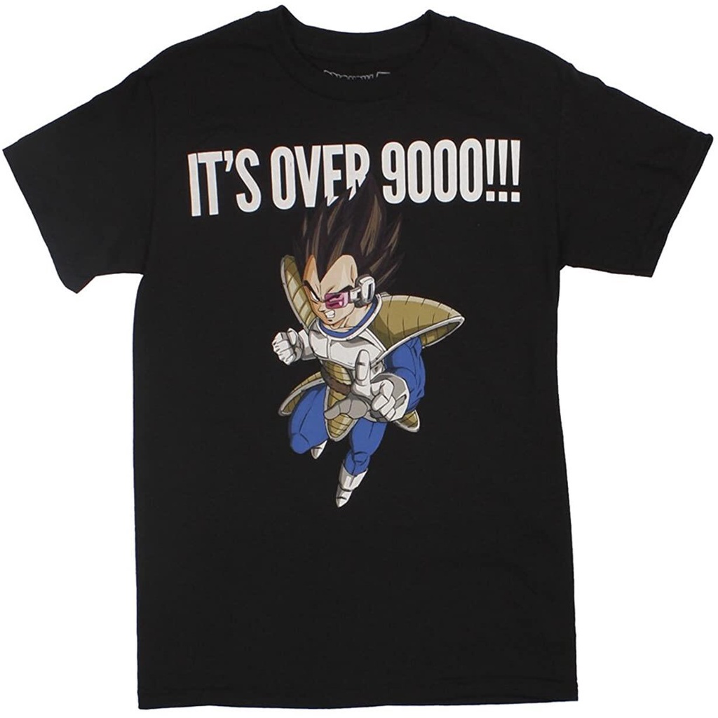 ◊▣leee อะนิเมะ Ripple Junction Dragon Ball Z Vegeta It's Over 9000 Adult T-Shirt เสื้อยืดอนิเมะผู้ชาย_04