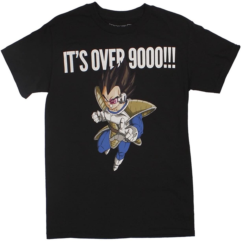 ◊▣leee อะนิเมะ Ripple Junction Dragon Ball Z Vegeta It's Over 9000 Adult T-Shirt เสื้อยืดอนิเมะผู้ชา