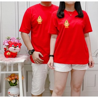 [S-5XL]ผ้าฝ้าย 100% [Unit Price] เสื้อยืดลําลอง แขนสั้น พิมพ์ลายปีใหม่จีน GONG XI FA CHAI สําหรับผู้ชาย ผู้หญิง