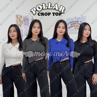 คุณผู้หญิง | Pollar CROP TOP เสื้อโปโล แขนยาว สําหรับผู้หญิง