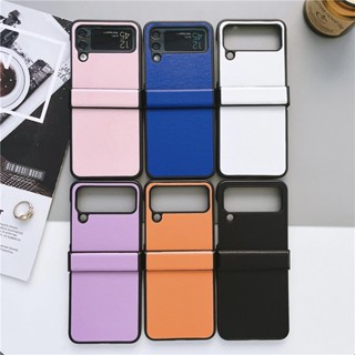 เคสโทรศัพท์มือถือหนัง PU ฝาพับ บาง หรูหรา สีสันสดใส สําหรับ Samsung Galaxy Z Flip 4 Z Flip 3 5G