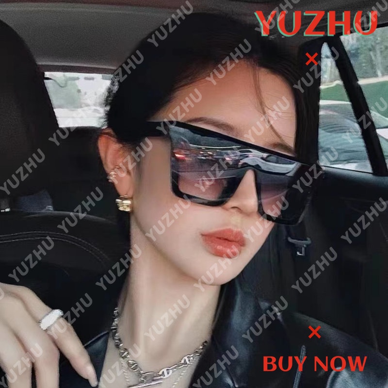 (YUZHU) Western Fashion Large Square Frame Glasses Vintage Fashion Onepiece Gradient Shade แว่นกันแดด