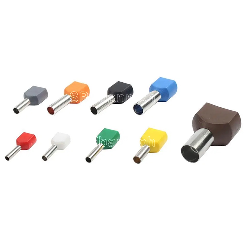 [ 100ชิ้น/แพ็ค ] TE0508 Black สีดำ สำหรับสาย 2x0.5 หางปลาคอร์ดเอ็น Cord-N Terminal Crimping หางปลาเข็ม คอร์ดเอ็น หางป...