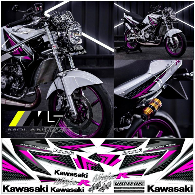 สติ๊กเกอร์รูปลอก Striping Variation Motif Original Ninja R 150 2013 สีขาวสีชมพู / Ninja Ss 150 - Nin