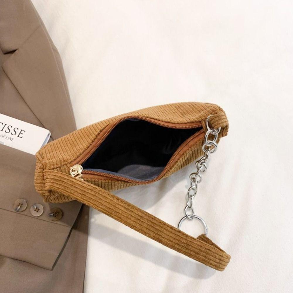 Zelth กระเป๋าสะพายไหล่ กระเป๋าถือ ผ้าลูกฟูก แต่งสายโซ่ แฟชั่นเรโทร - รูปที่ 3