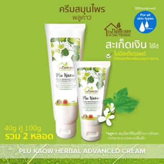 บ้านหมอละออง ครีมสมุนไพร พลูคาว รวม 2ขนาด 40g คู่ 100g ครีมสะเก็ดเงิน ครีมพลูคาวแอ๊ดวานซ์ Plu Kaow Herbal Advanced Cream