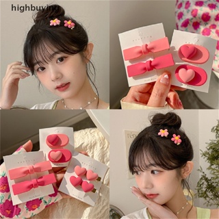 [highbuying] กิ๊บติดผม รูปดอกไม้ พีช หัวใจ โบว์ น่ารัก สีชมพู เครื่องประดับผม สําหรับเด็กผู้หญิง สินค้าใหม่