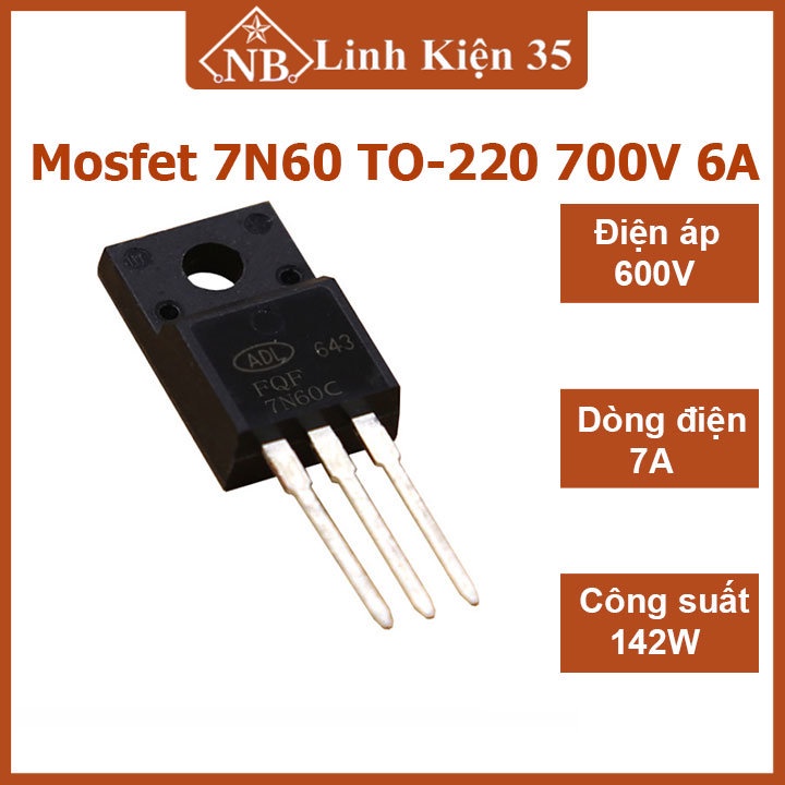 MOSFET 7N60 พินแบบ TO-220 คุณภาพ 7A 600V N-CH series