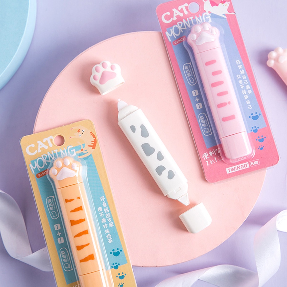 กาวเทปลบคําผิด Patinha ในเทปสีขาว 2 in 1 ปลายคู่