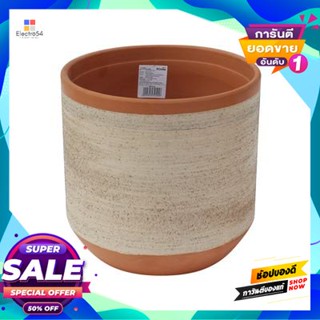 Plant กระถางต้นไม้ รุ่น 92156-2121S1-000-S ขนาด 8 นิ้ว สีขาว - ส้มอิฐ Plant Pot FONTE No. 92156-2121S1-000-S Size 8 Inch