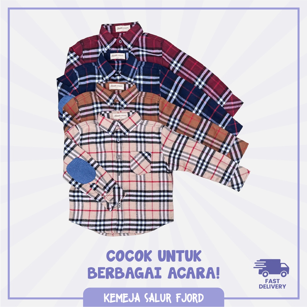 KEMEJA KATUN Fjord Striped Tops สําหรับเสื้อผ้าสักหลาดเด็กชายทําจากผ้าฝ้ายพรีเมี่ยม By Littleraspber