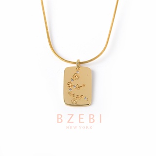 BZEBI สร้อยคอทอง แฟชั่น ผู้หญิง สแตนเลส เพชร ทองคํา necklace 18k เครื่องประดับ ไม่ลอกไม่ดํา สไตล์เกาหลี ไทเทเนียม ทรงสี่เหลี่ยม สีทอง สําหรับผู้หญิง 829n