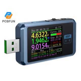 Pcbfun เครื่องวัดแรงดันไฟฟ้า USB และจอแสดงผล LCD มัลติมิเตอร์ แอมมิเตอร์ โวลต์มิเตอร์