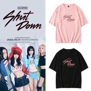 เสื้อยืดลําลอง ผ้าฝ้าย แขนสั้น คอกลม พิมพ์ลาย KPOP BP Shut Down Concert JISOO JENNIE ROSÉ LISA สไตล์เกาหลี สําหรับผู้ชาย