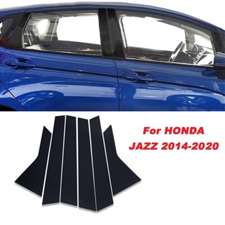 [สินค้าพร้อมส่ง] กรอบเสาเสาหน้าต่างรถยนต์ สีดํามันวาว สําหรับ Honda Jazz 2014-2020 6 ชิ้น ต่อชุด