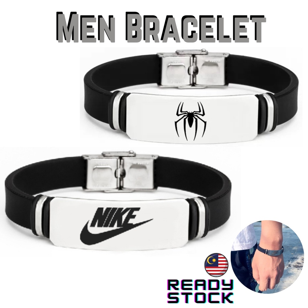 Spiderman Ni ke Gelang Tangan สร้อยข้อมือผู้ชายคู่สําหรับชาย Gelang Tangan lelaki สีดํา Getah Haidiah วันเกิด